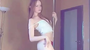 Evanesse Russian girl sucks and then sexually dances on a pole